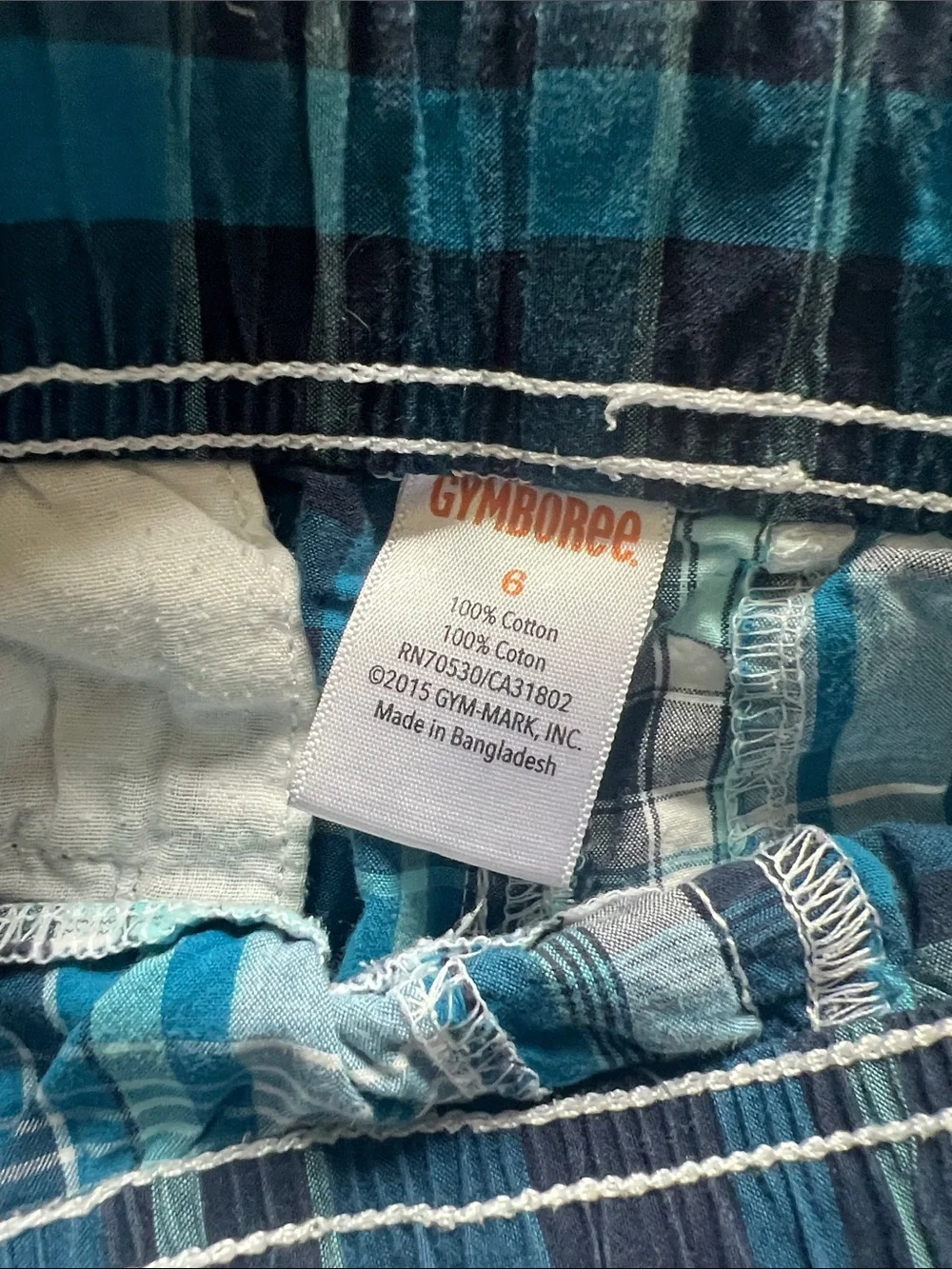 Gymboree blue and teal madras  patchwork shorts size 6